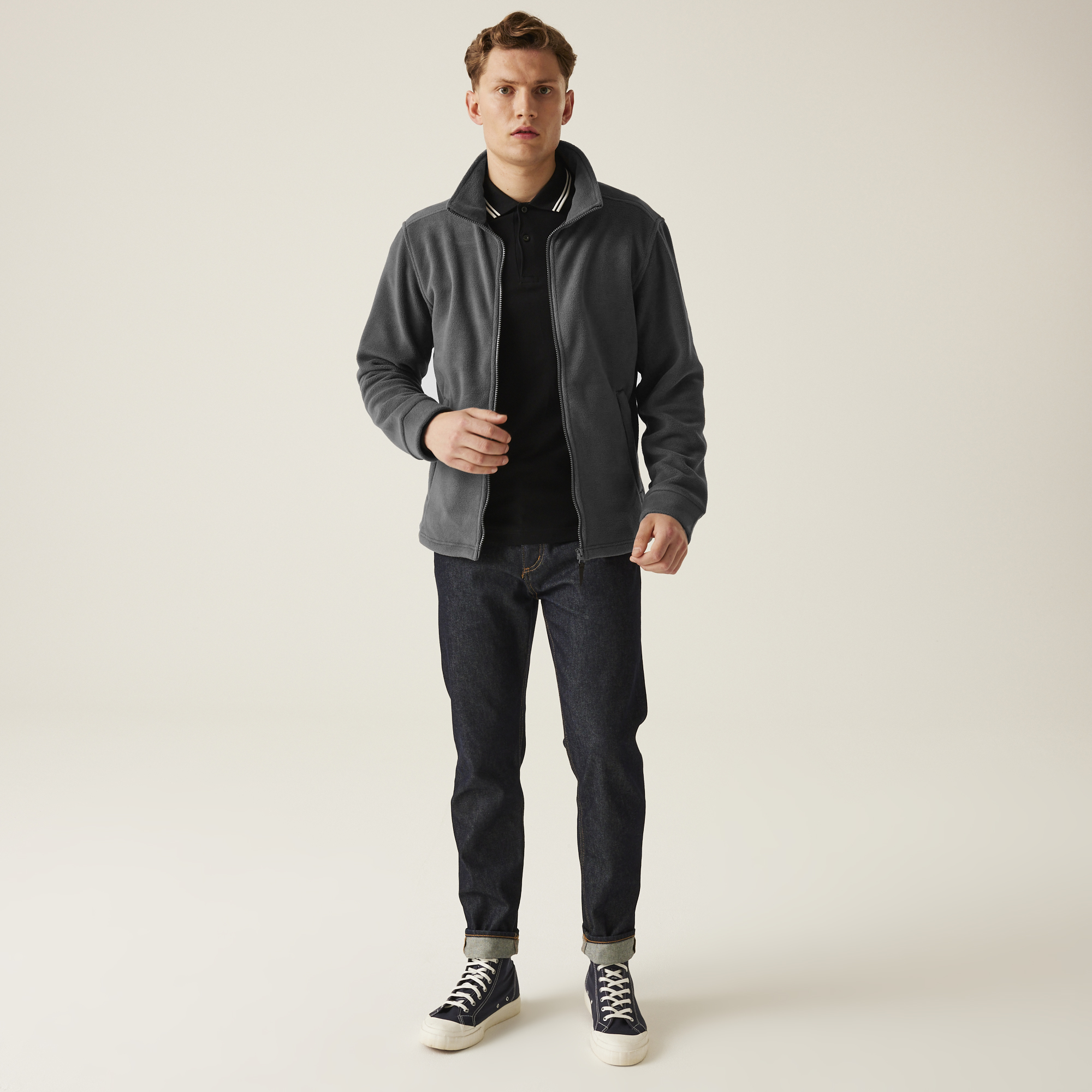 Professional Men/'s Classic Full Zip Fleece Grey